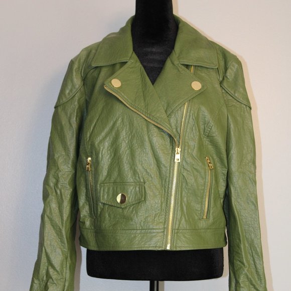 Marc New York Jackets & Blazers - Green Faux Leather Jacket